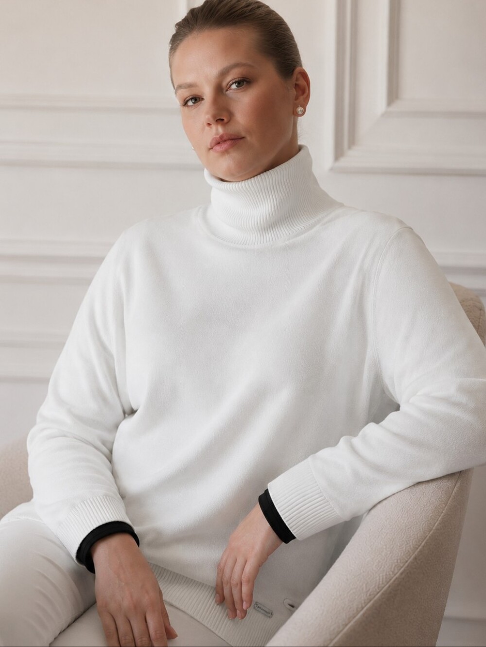Calvin Klein Turtleneck Sweater 2X White Minimalist Quiet Luxury Office Chic
